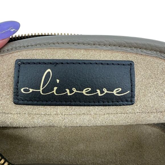 OLIVEVE Willa Waist Bag Convertible Crossbody Italian Buffalo Leather Gray Tan - Picture 10 of 11